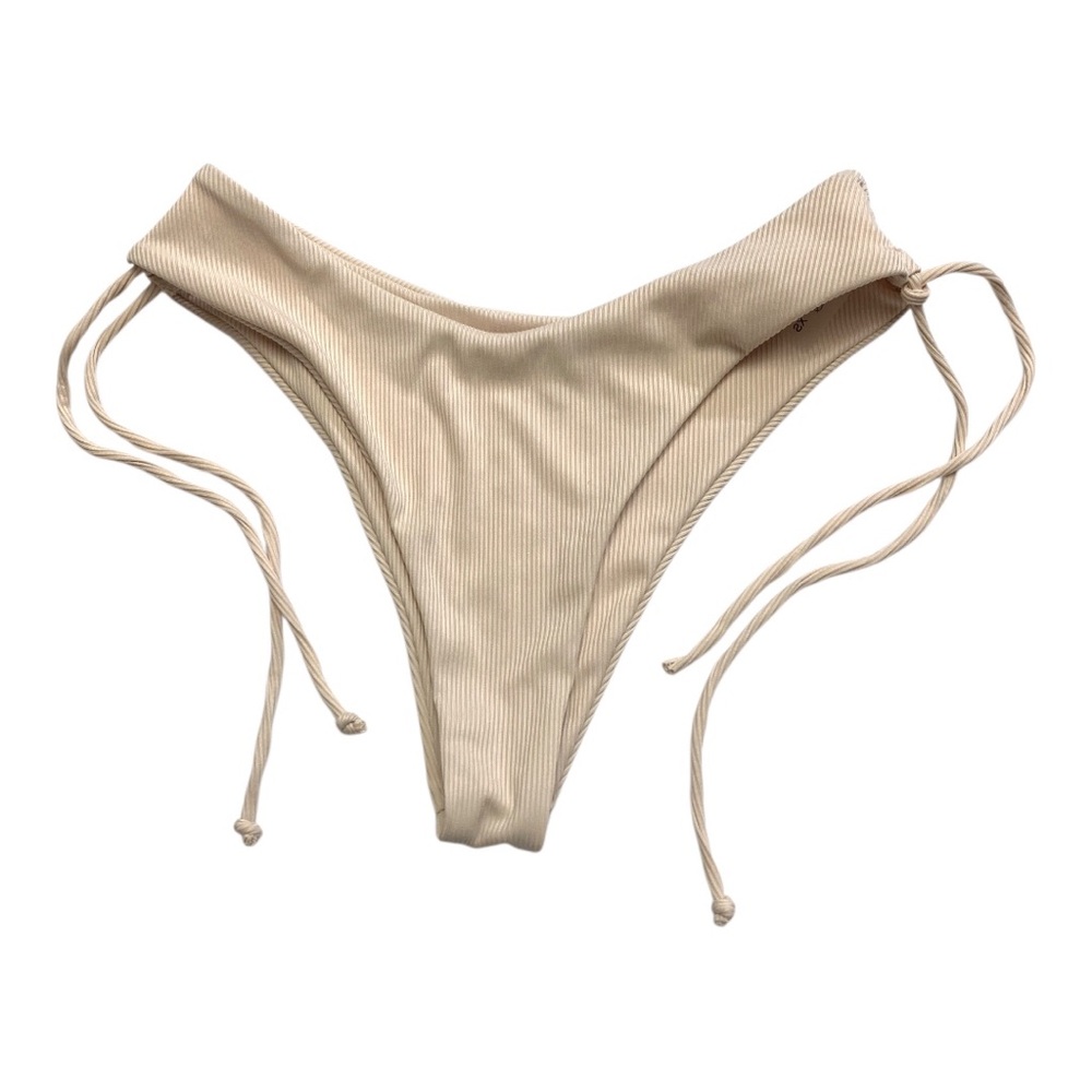 ZAFUL Solid Cinched Ribbed Cheeky Bikini Bottom